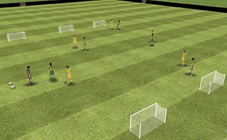 Any three goals - small sided soccer game with three nets for each team