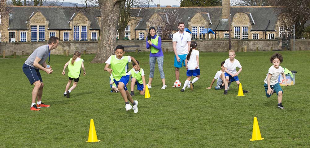 Kids having fun at soccer practice